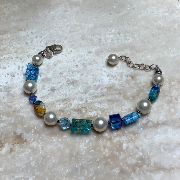 😍Emily Ray Millefiori Shades of Blue Bracelet 😍NWOT - Picture 4 of 7